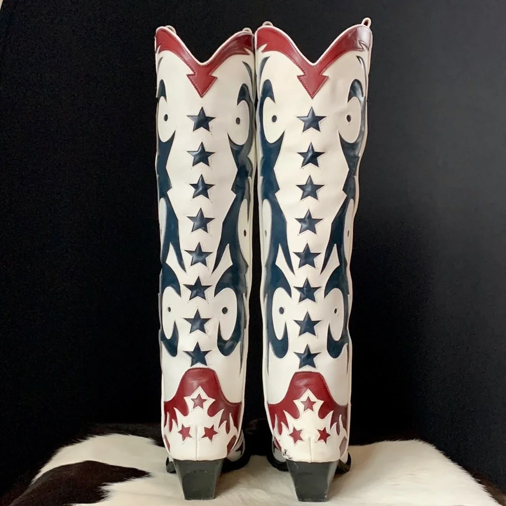 SOLD JEFFREY CAMPBELL Star Tall Knee High Cowboy Cowgirl Western Boots 40 9.5 - Picture 5 of 8